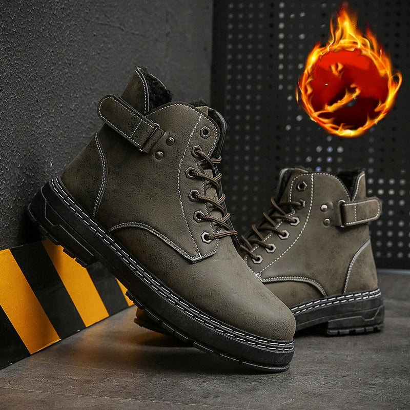 High Top and Cotton Martin Boots in Black - Premium artificial PU upper, rubber sole, and retro-inspired British workwear design