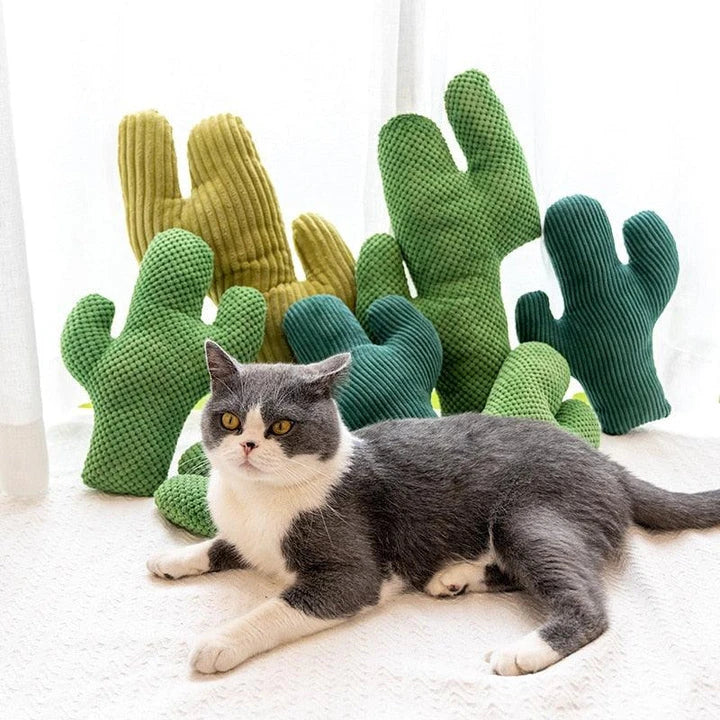 A plush cat toy in the shape of a cactus, infused with catnip to captivate your feline friend's senses and encourage natural play instincts.