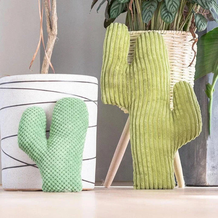 A plush cat toy in the shape of a cactus, infused with catnip to captivate your feline friend's senses and encourage natural play instincts.