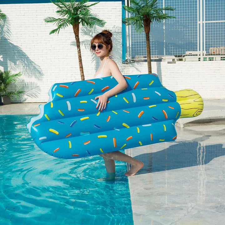 Deluxe Ice Cream Swim Float - A charming and comfortable inflatable lounger for relaxing on the water