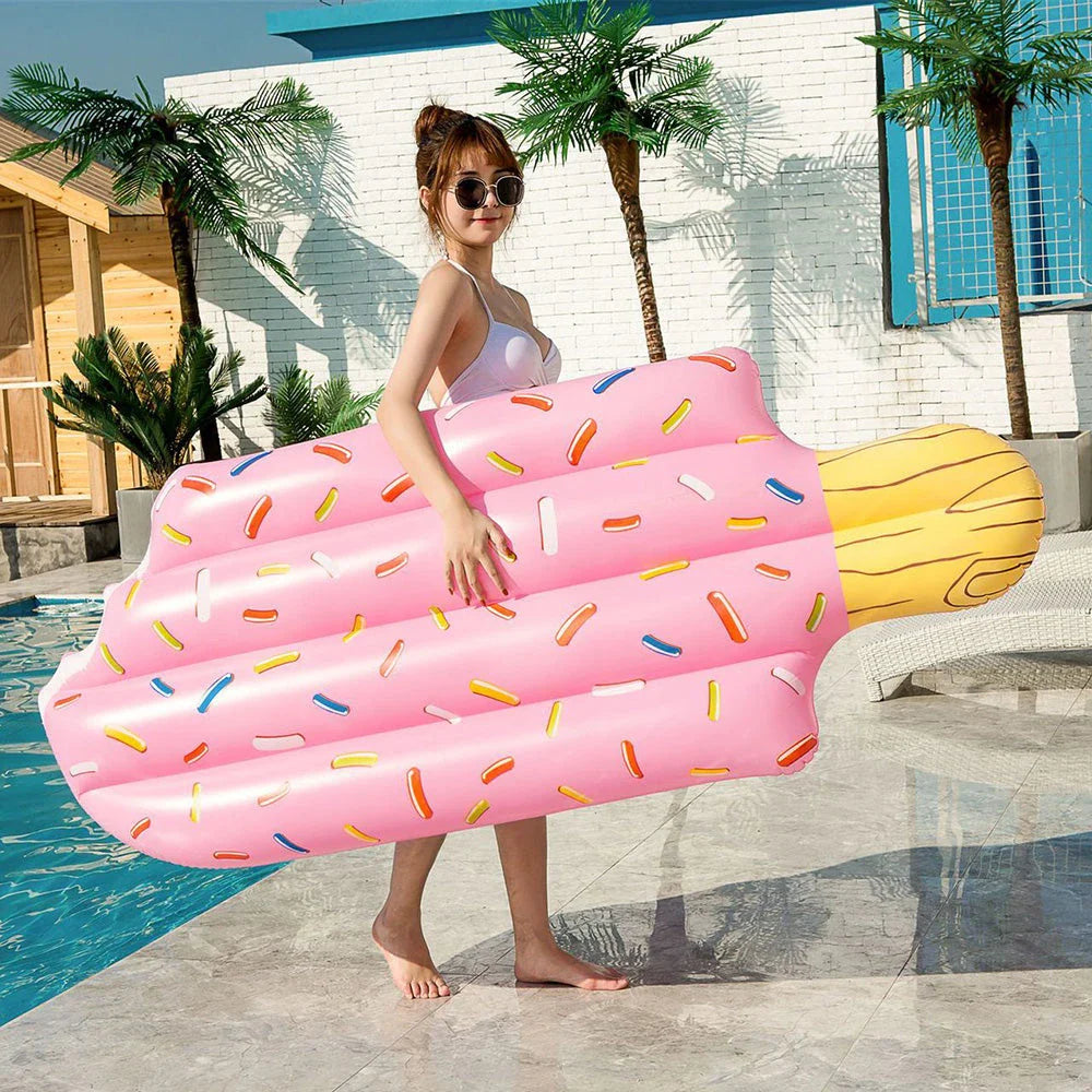 Deluxe Ice Cream Swim Float - A charming and comfortable inflatable lounger for relaxing on the water