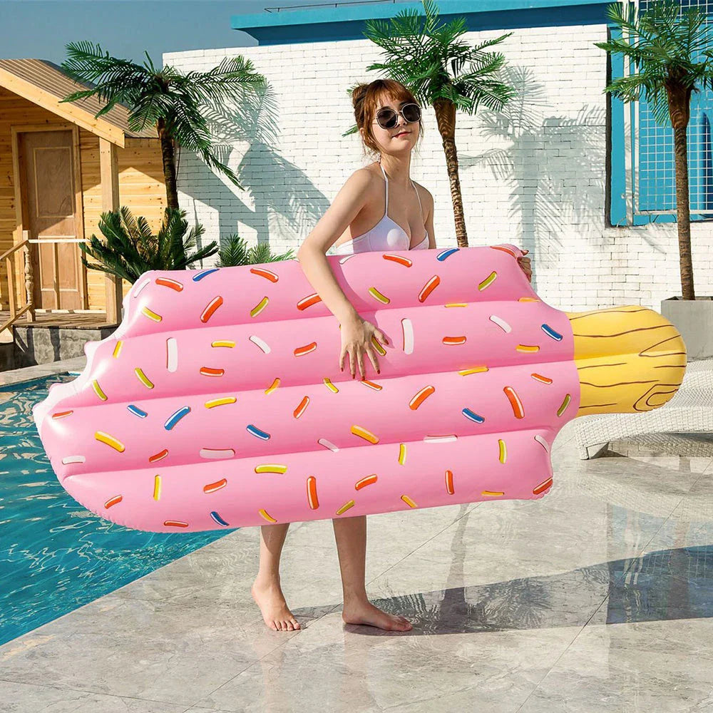 Deluxe Ice Cream Swim Float - A charming and comfortable inflatable lounger for relaxing on the water