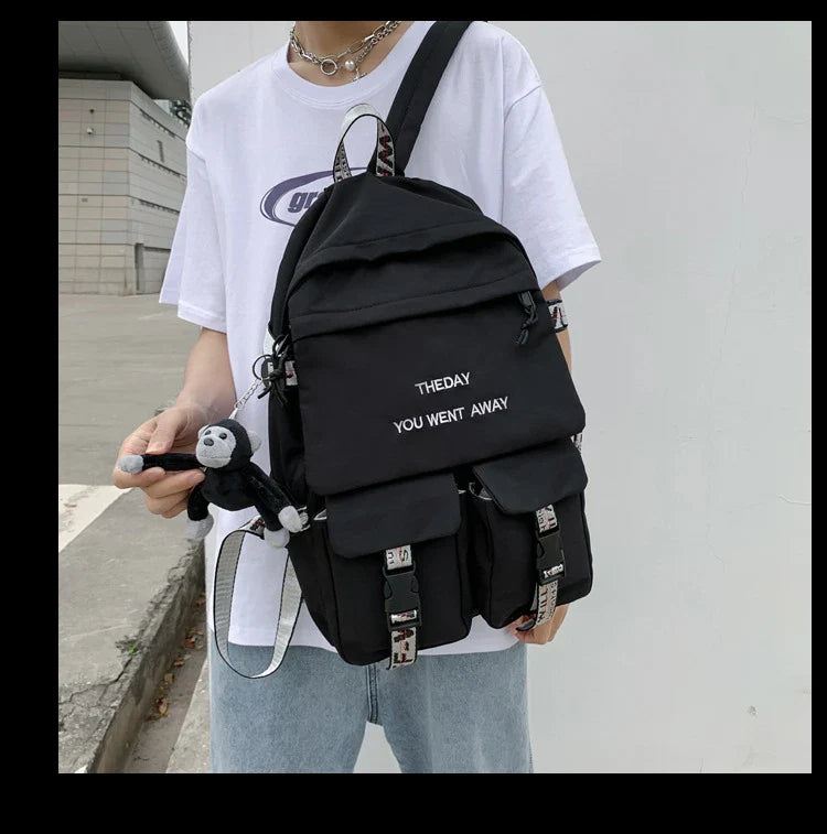 Stylish white backpack with Korean-inspired design, perfect for college students