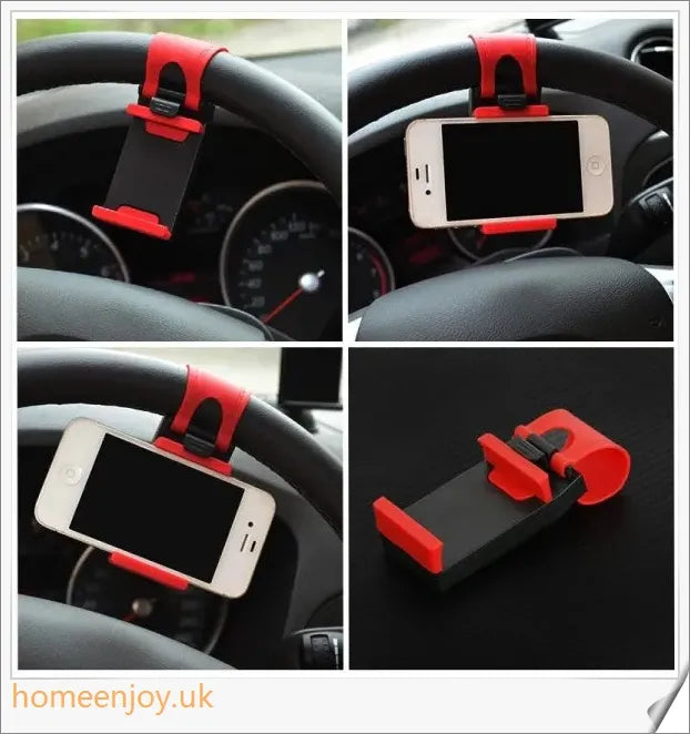 Car Steering Wheel Clip Mount Phone Holder - Adjustable, Universal Fit for Smartphones and GPS Devices
