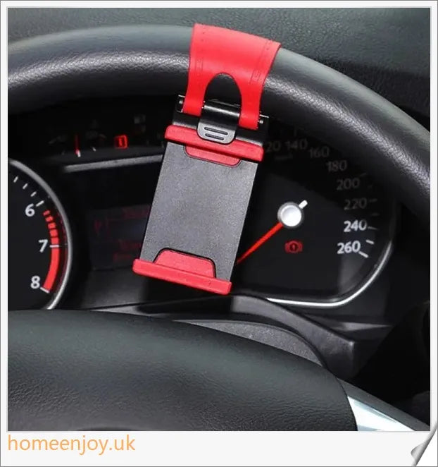Car Steering Wheel Clip Mount Phone Holder - Adjustable, Universal Fit for Smartphones and GPS Devices