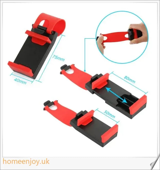 Car Steering Wheel Clip Mount Phone Holder - Adjustable, Universal Fit for Smartphones and GPS Devices