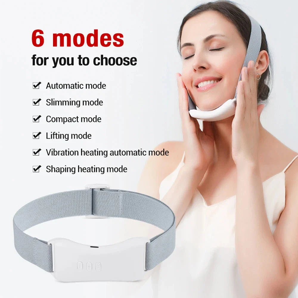 EMS microcurrent pulse double chin reducer and v face lifting massager belt for skin tightening and facial contouring