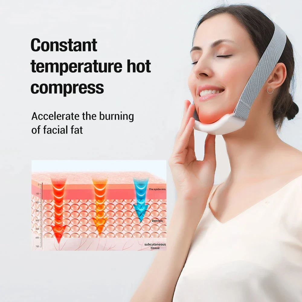 EMS microcurrent pulse double chin reducer and v face lifting massager belt for skin tightening and facial contouring