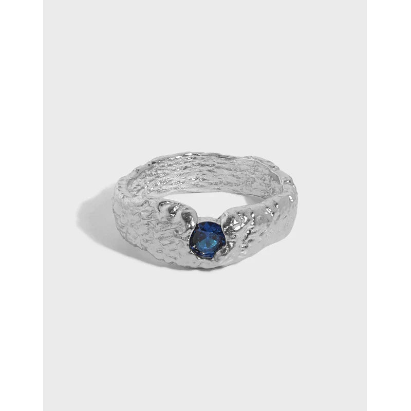Fashion Micro Set Zircon Texture Ring in Sterling Silver with Captivating Zircon Inlay