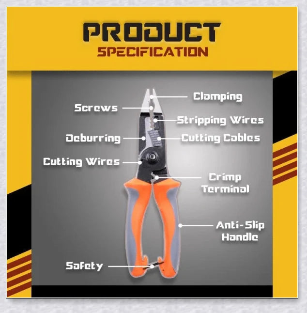 Multifunctional 6-in-1 Electrician Pliers made of premium steel alloy for versatile electrical and handyman tasks