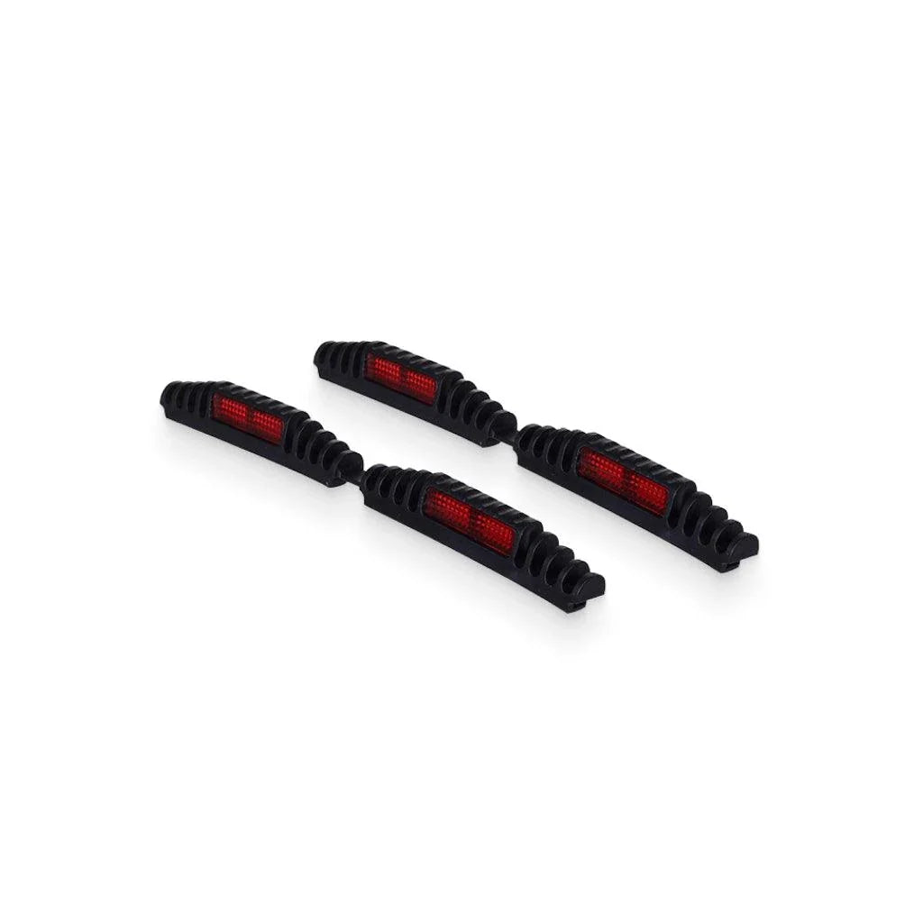 Reflective car door guards with ridged texture, providing protection against dings and dents