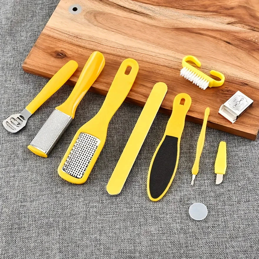 Professional 10-Piece Pedicure Tool Set with stainless steel and ABS material for effective foot care
