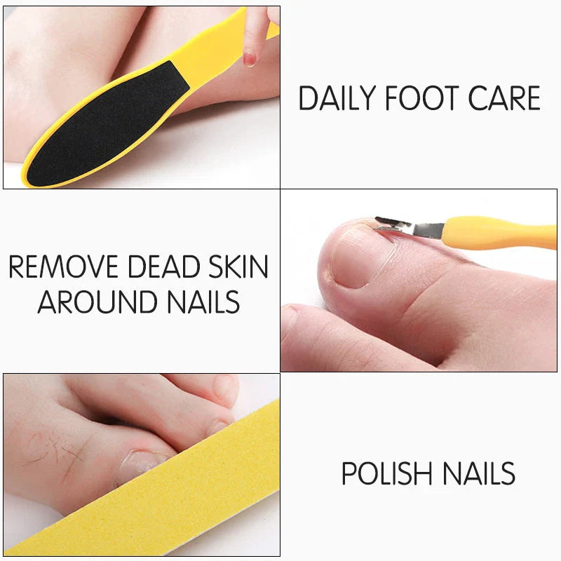 Professional 10-Piece Pedicure Tool Set with stainless steel and ABS material for effective foot care