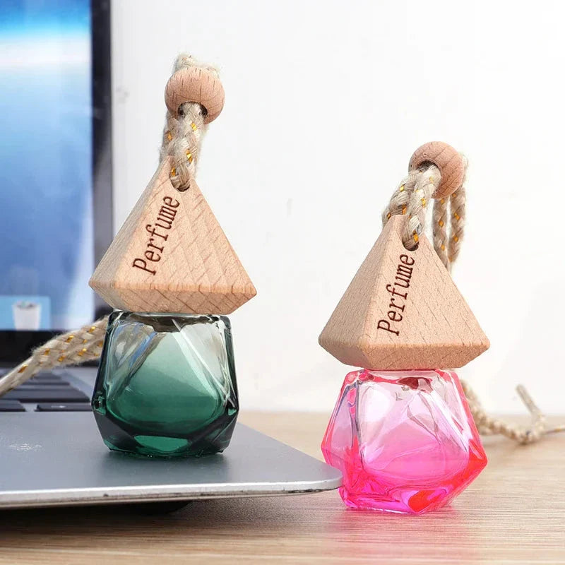 Essential Oil Diffuser Car Pendant - A sophisticated glass hanging perfume bottle that adds elegance and freshness to your car, home, or office