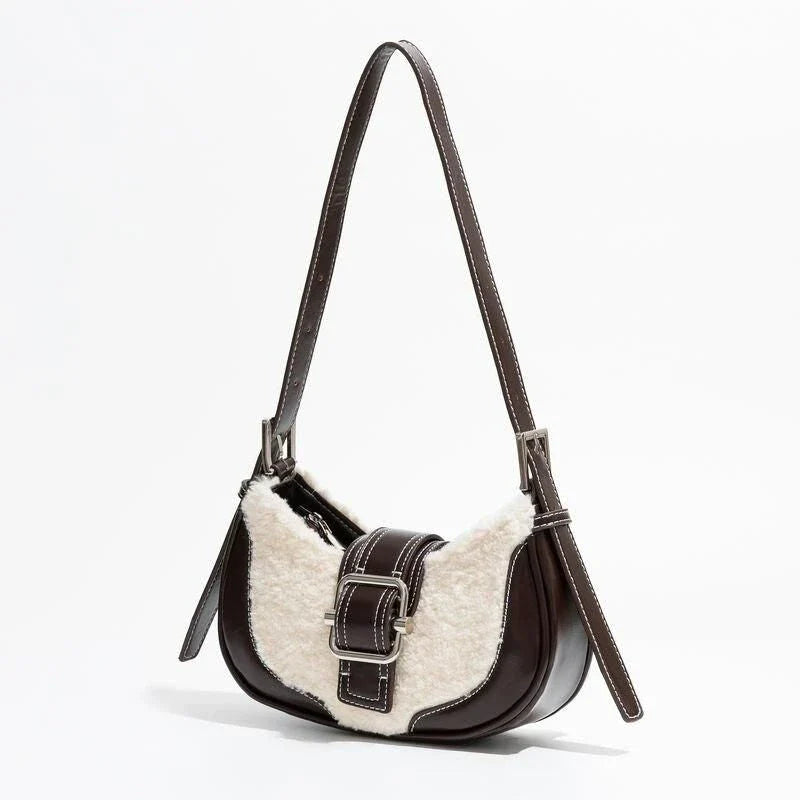 Chic Leather Half Moon Shoulder Hobo Bag in black, a luxurious and versatile accessory for modern women