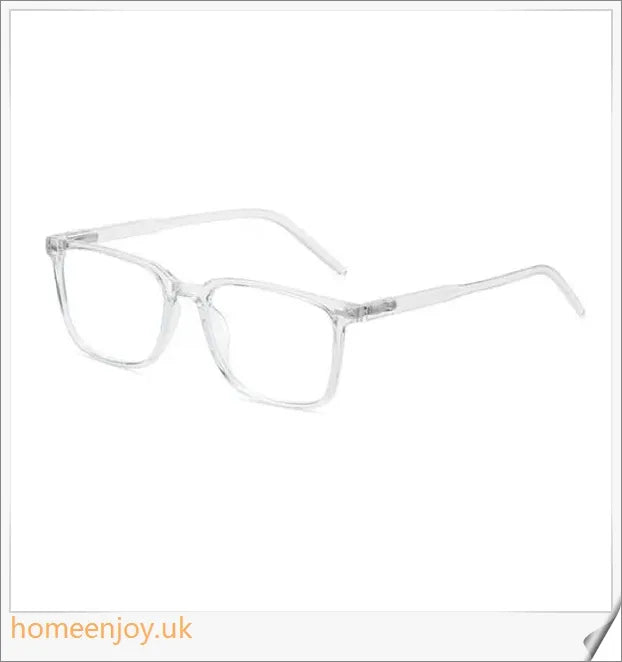 Bluelight reduction glasses with various frame colours including matte black, transparent, and leopard print