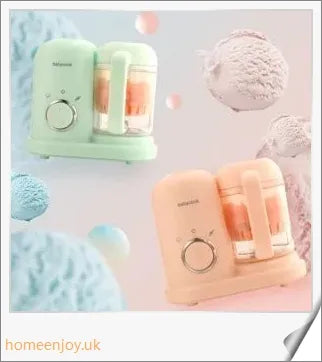 A premium white baby food processor with steaming and blending capabilities, designed for preparing homemade, nutritious baby meals.