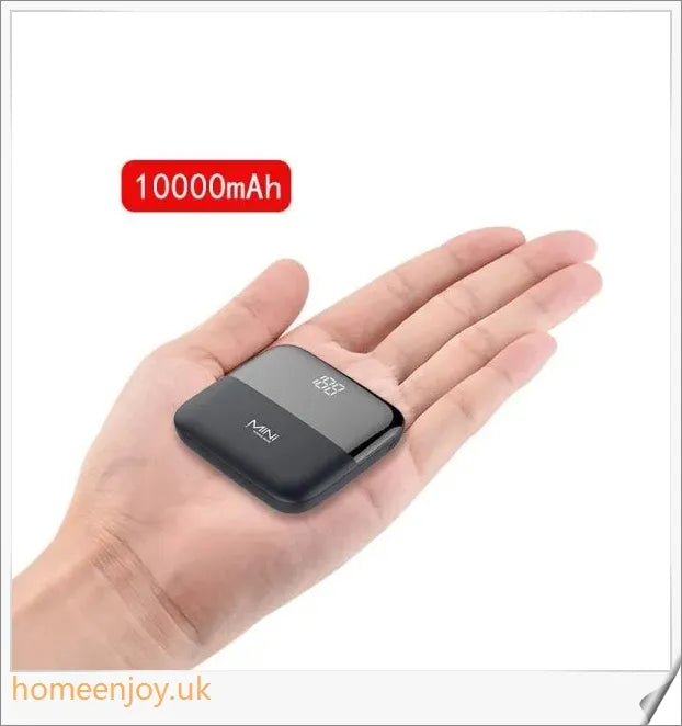 Compact and powerful 10000mAh mini power bank with sleek black design