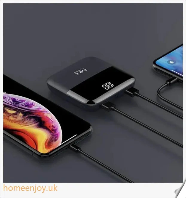 Compact and powerful 10000mAh mini power bank with sleek black design