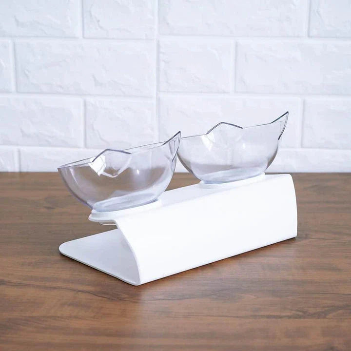 Premium Non-Slip Cat Bowls with Raised Stand in Black and Grey, designed to promote slower eating and reduce vomiting for cats