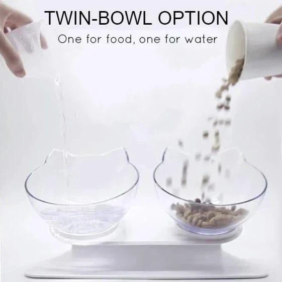 Premium Non-Slip Cat Bowls with Raised Stand in Black and Grey, designed to promote slower eating and reduce vomiting for cats