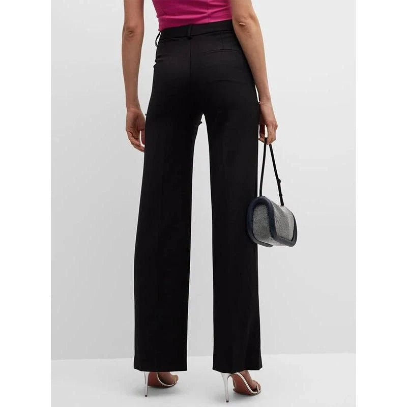High-waist trousers with spliced diamond detailing, offering a sophisticated and versatile design