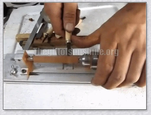 A compact Mini Woodworking Lathe with comprehensive accessories, perfect for crafting intricate wood projects