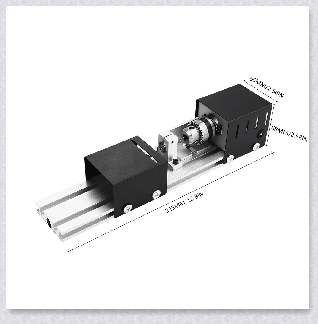 A compact Mini Woodworking Lathe with comprehensive accessories, perfect for crafting intricate wood projects