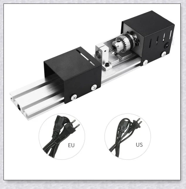 A compact Mini Woodworking Lathe with comprehensive accessories, perfect for crafting intricate wood projects