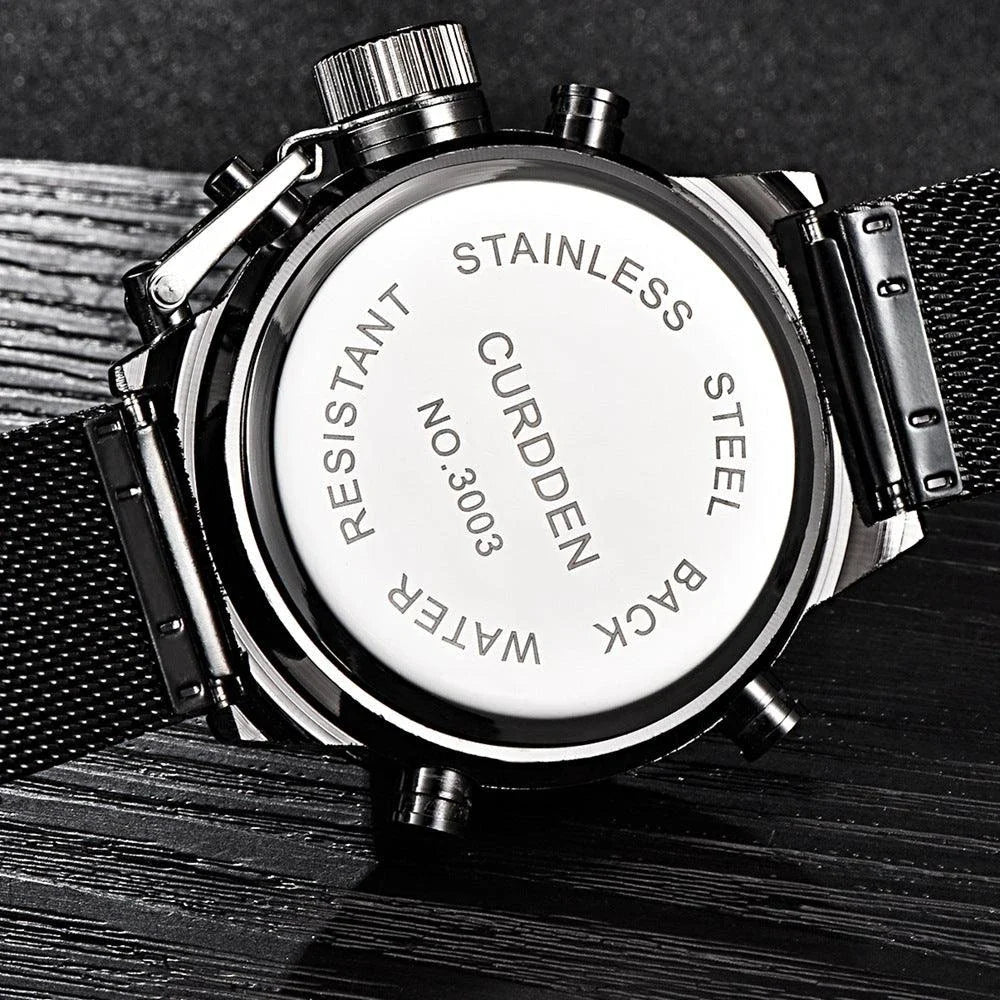 Men's belt LED electronic sports watch with luminous display, alarm, chronograph, and world time functions