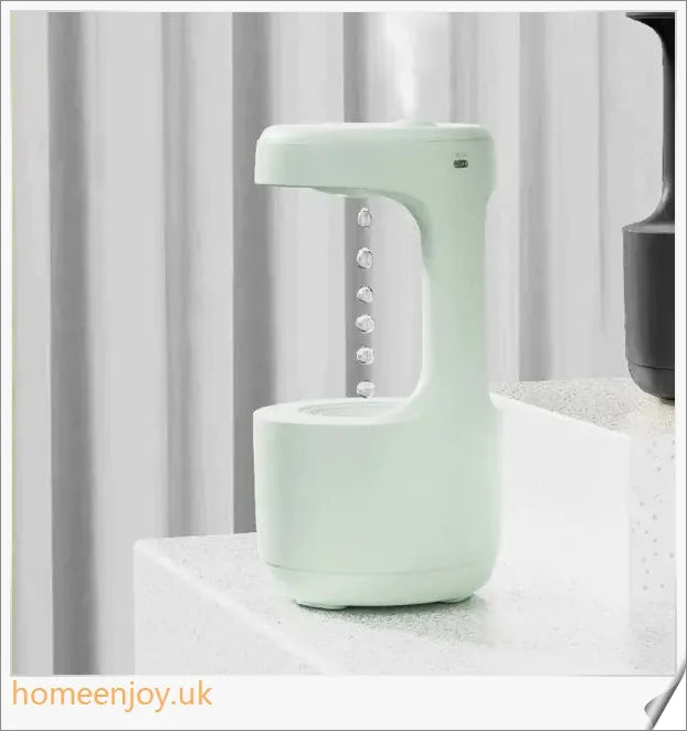 Bedroom anti-gravity humidifier with backflow water droplets, LED display, and ambient lighting for soothing home environments