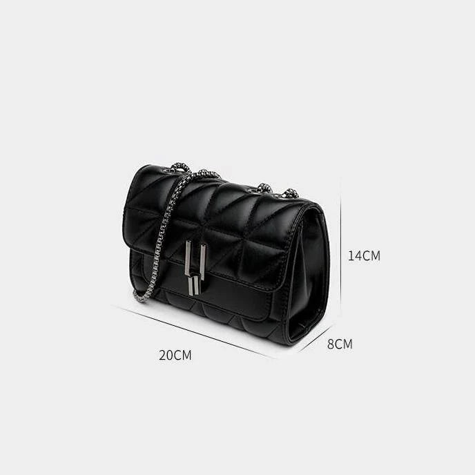 Chic Leather Chain Shoulder Bag in Black - Timeless British Elegance and Sophistication