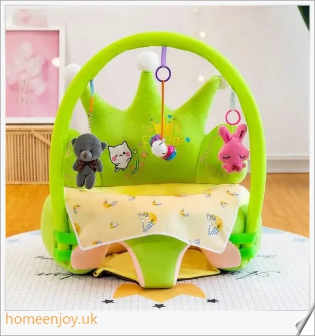 Cosy plush toddler sofa seat cover with removable toys, offering ergonomic support and moisture-proof design for safe, comfortable playtime