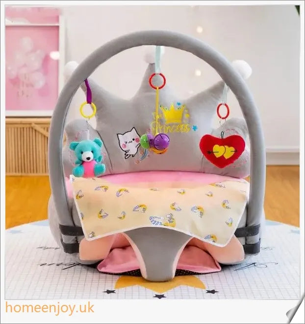 Cosy plush toddler sofa seat cover with removable toys, offering ergonomic support and moisture-proof design for safe, comfortable playtime
