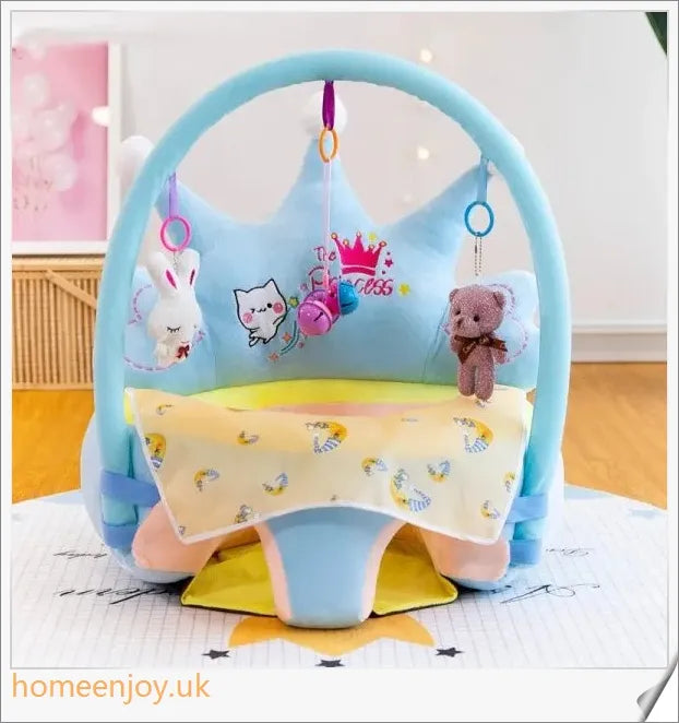 Cosy plush toddler sofa seat cover with removable toys, offering ergonomic support and moisture-proof design for safe, comfortable playtime