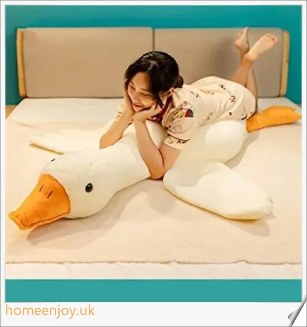 Soft and cuddly Bruce The Goose plush toy in various sizes, featuring a realistic and adorable design for comfort and relaxation