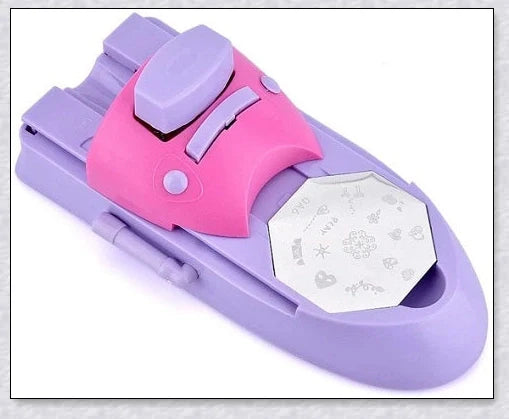 Insats Portable Nail Art Printer Machine with metal stamping plates, creating beautiful nail art designs