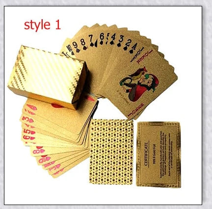 Luxurious 24K gold foil playing cards with captivating three-dimensional patterns and a waterproof, durable design