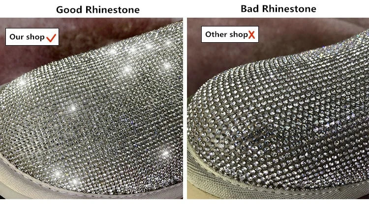 Rhinestone-embellished snow boots for women with durable rubber soles and warm insulation