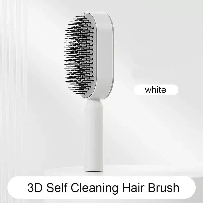 A premium hair brush with one-click self-cleaning, 3D air cushion massage, and versatile styling capabilities for effortless hair care at home.