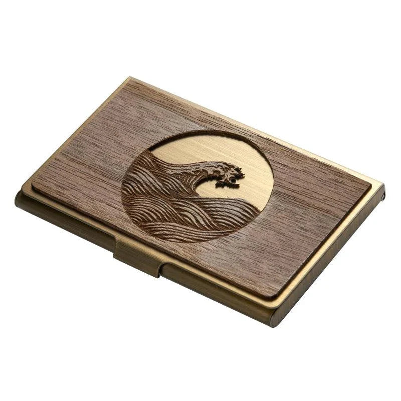 Premium stainless steel and wooden business card holder in a range of elegant finishes