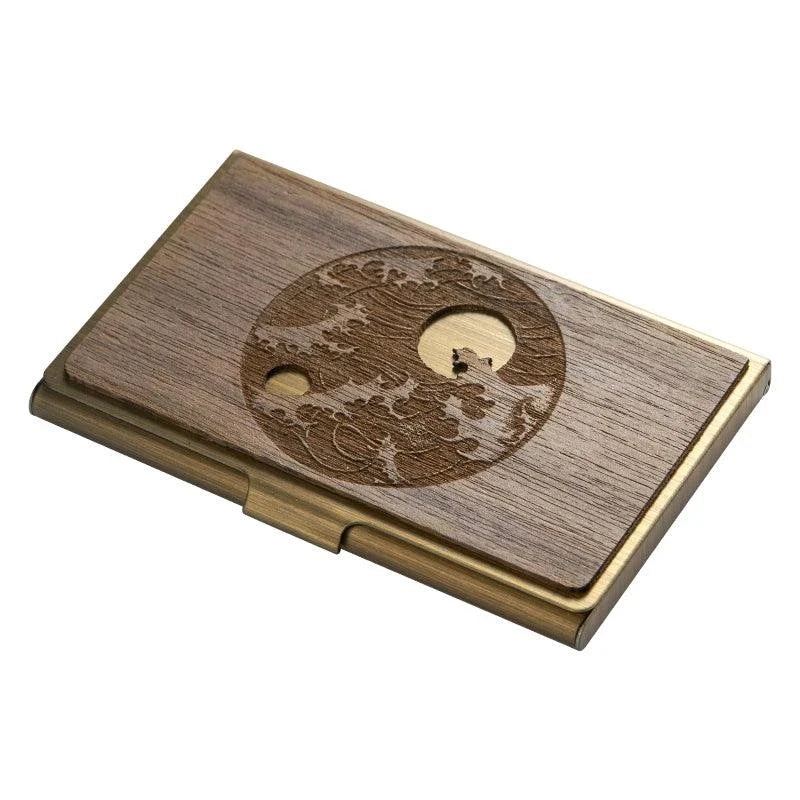 Premium stainless steel and wooden business card holder in a range of elegant finishes