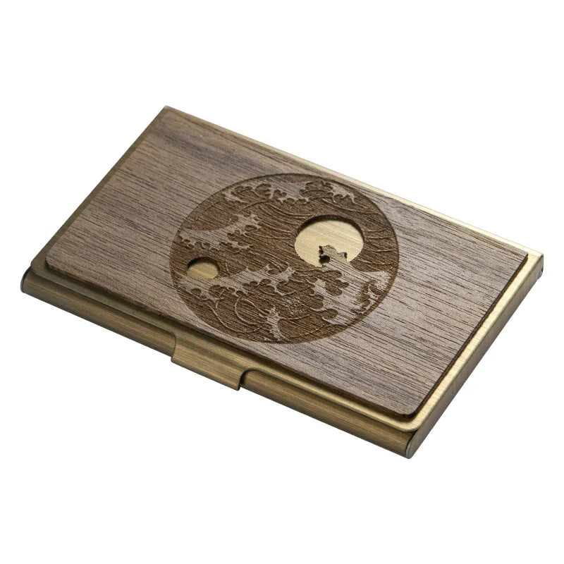 Premium stainless steel and wooden business card holder in a range of elegant finishes