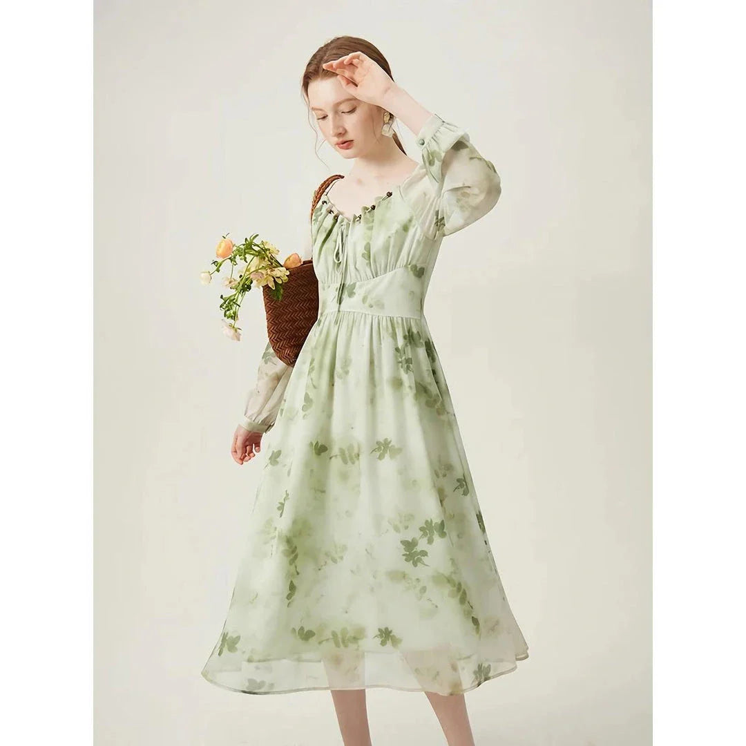 Elegant Chinese-inspired dress with a romantic, sophisticated design in creamy-white colour