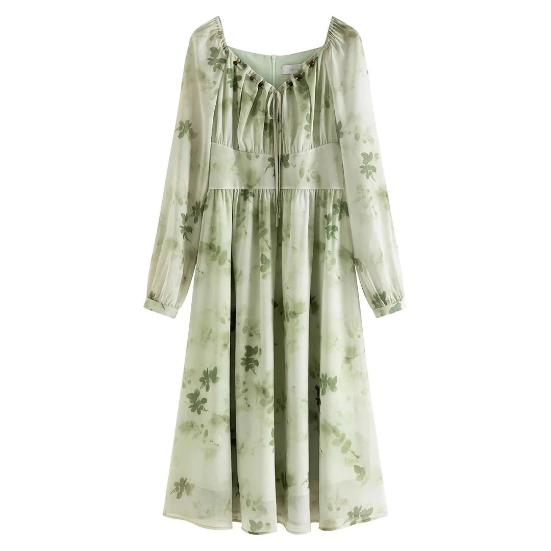 Elegant Chinese-inspired dress with a romantic, sophisticated design in creamy-white colour