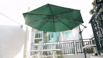 A high-quality outdoor misting system with adjustable nozzles, designed to cool and refresh your backyard or patio.