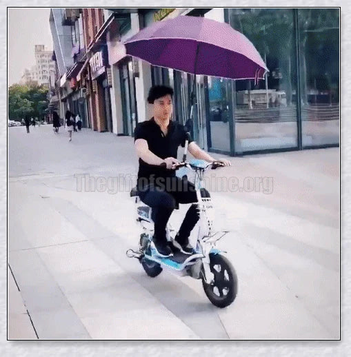 Adjustable Bike Wheelchair Stroller Chair Umbrella Holder made of premium aluminium and ABS materials for hands-free weather protection