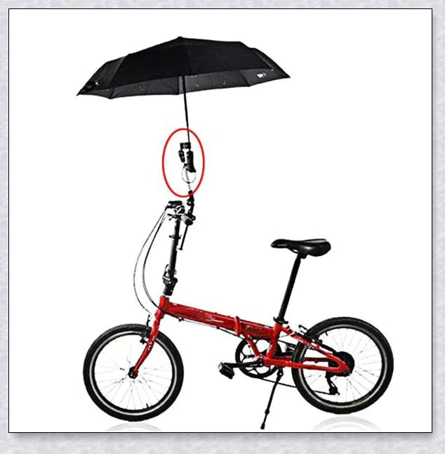Adjustable Bike Wheelchair Stroller Chair Umbrella Holder made of premium aluminium and ABS materials for hands-free weather protection