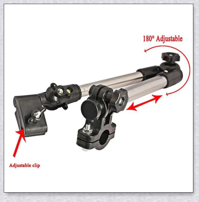 Adjustable Bike Wheelchair Stroller Chair Umbrella Holder made of premium aluminium and ABS materials for hands-free weather protection
