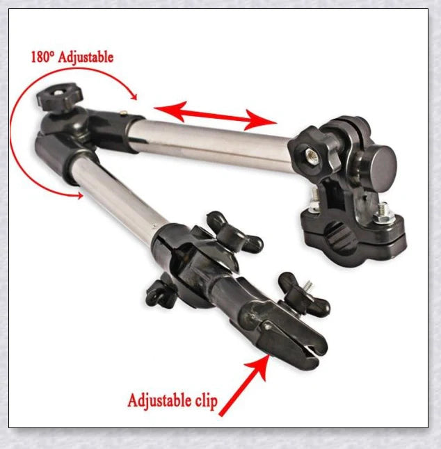 Adjustable Bike Wheelchair Stroller Chair Umbrella Holder made of premium aluminium and ABS materials for hands-free weather protection